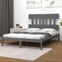 Bedframe massief hout grijs 200x200 cm