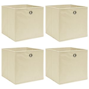 VidaXL Opbergboxen 4 st 32x32x32 cm stof crèmekleurig