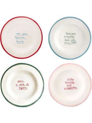 LAETITIA ROUGET lot de 4 assiettes à dessert I Put A Spell On You - Blanc