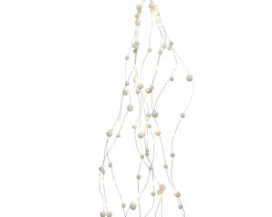 Micro LED sneeuwbal tros op batterij 75 cm 48L zilver/warm wit - Lumineo