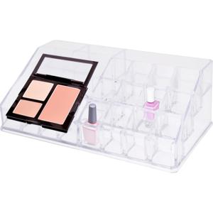 Eleganza Make-up organizer - kunststof - transparant - 22 x 12 x 8 cm - kwasten houder   -