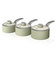 Swan Retro Steelpannen - Set Van 3 - Groen - LAATSTE KANS