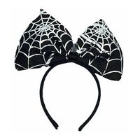 Halloween/horror verkleed diadeem/tiara - strik met spinnen print - kunststof - thumbnail