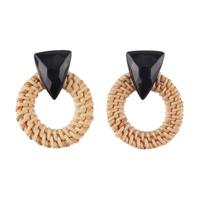 Rotan houten Vintage handgemaakte Dangle Oorbellen (zwart)