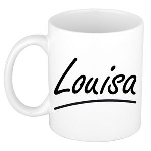 Naam cadeau mok / beker Louisa met sierlijke letters 300 ml   -