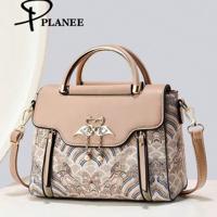 Pink PU Leather Mini Handbag - Floral Print Crossbody Square Bag Multicolor-2 / one-size
