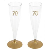 Verjaardag feest champagneglazen - leeftijd - 48x - 70 jaar - goud - kunststof