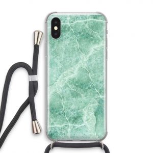 Groen marmer: iPhone XS Transparant Hoesje met koord