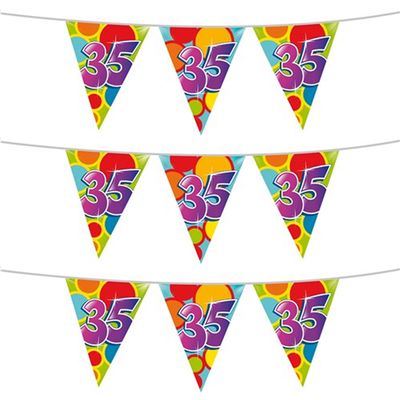 3x stuks leeftijd verjaardag thema vlaggetjes 35 jaar plastic 10 meter