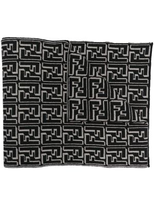 FENDI écharpe en maille à motif FF - Noir