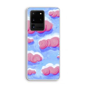 Roze wolken met vogels: Samsung Galaxy S20 Ultra Transparant Hoesje