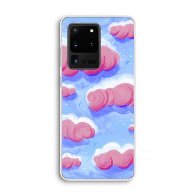 Roze wolken met vogels: Samsung Galaxy S20 Ultra Transparant Hoesje