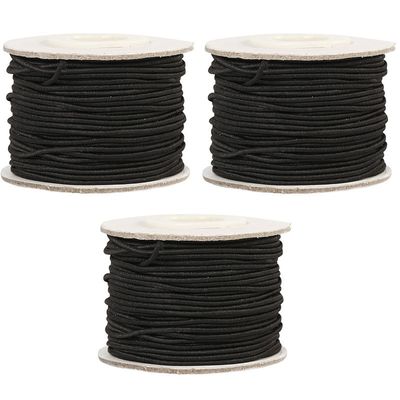 3x Rollen zwart elastiek 1 mm x 20 meter hobbymateriaal
