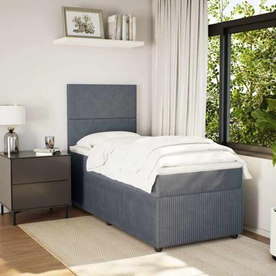 Boxspring met matras fluweel donkergrijs 80x200 cm