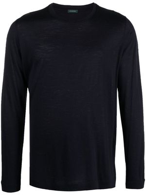 Zanone sweat à encolure ras du cou en laine vierge - Bleu