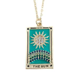 Amulet Staal Goudkleurig/Blauw Tarot 'de Zon'