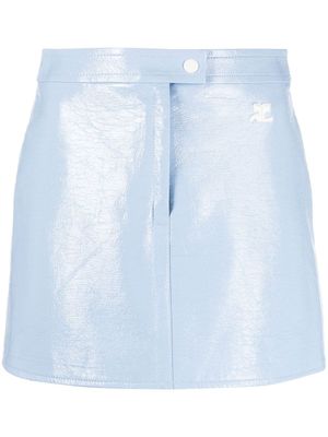 Courrèges minijupe à logo brodé - Bleu