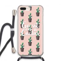 Cactus quote: iPhone 7 PLUS Transparant Hoesje met koord