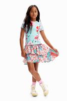 Minirok met ruches en bloemen - RED - 9/10