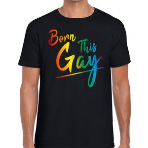 Gaypride Born this gay shirt zwart heren 2XL  -