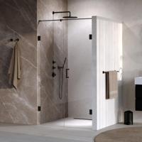 Brauer Void - Nisdeur - 2-Delig - Helder Glas - 120 x 200 cm - Omkeerbaar - met Draaideur 60 cm - Aan Muur - incl. Glascoating - Mat Zwart