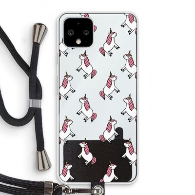 Eenhoorns overal: Pixel 4 Transparant Hoesje met koord