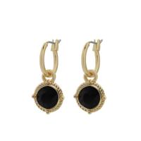 Biba Hang Oorbellen Goud met Swarovski Steentje Jet Biba Hang Oorbellen Goud met Swarovski Steentje Jet