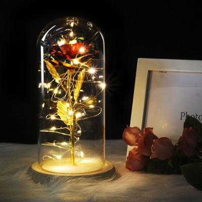 Simulatie rozen lichten glazen cover decoraties ambachten valentines dag geschenken (Multicolor)