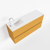 Toiletmeubel Mondiaz Ada | 100 cm | Meubelkleur Ocher | Lex wastafel Talc Links | 1 kraangat