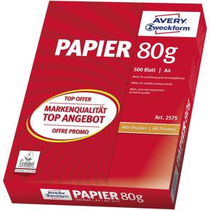 Avery-Zweckform PAPER Inkjet + Laser + Copier 2575 Printpapier DIN A4 80 g/m² 500 vellen Wit