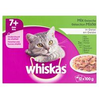 WHISKAS MULTIPACK POUCH SENIOR MIX SELECTIE VLEES / VIS IN SAUS 12X100 GR - thumbnail