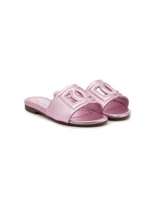 Dolce & Gabbana Kids claquettes DG Millennials en cuir - Rose