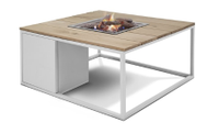 Cosiloft 100 vuurtafel white/teak 100x100x47 cm - thumbnail