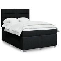 Boxspring met matras stof zwart 140x190 cm