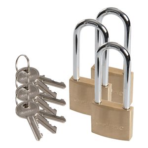 Hangslot met 3 sleutels - 3x - 40 mm - messing - 65 mm beugel - kofferslot