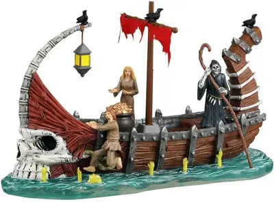 Lemax ferry on river styx tafereel Spooky Town 2024