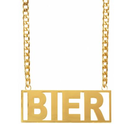 Verkleed sieraden ketting - thema Bier - feestartikelen - goudkleurig