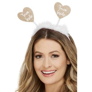 Diadeem/tiara Team Bride - 6x - wit/goud - polyester - 25 x 25 cm - vrijgezellenfeest