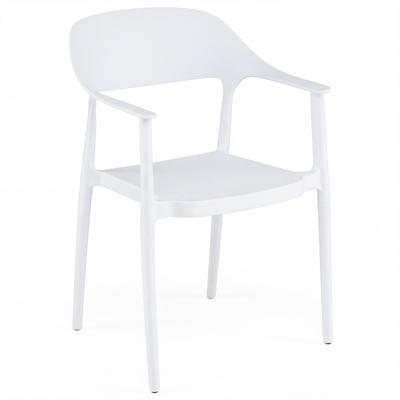 Eetkamerstoel Weerbestendige Keukenstoel van Kunststof Stapelbare Tuinstoel met Armleuningen en Rugleuning Lichte Stoel met een Draagvermogen tot 150 kg-Wit