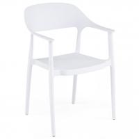 Eetkamerstoel Weerbestendige Keukenstoel van Kunststof Stapelbare Tuinstoel met Armleuningen en Rugleuning Lichte Stoel met een Draagvermogen tot 150 kg-Wit