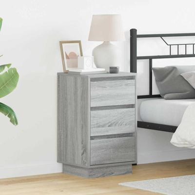 Nachtkastje met lade met Grijs 39 x 34.5 x 65 cm Bewerkt hout