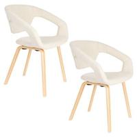 Zuiver Flexback Eetkamerstoelen met armleuning Beige - Set van 2 - thumbnail