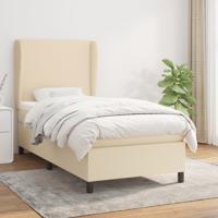 Boxspring met matras stof crèmekleurig 100x200 cm