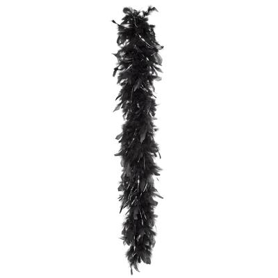 Kerst boa - veren slinger - zwart/zilver - 180 cm - 50 gram - kerstboomversiering - kerstslinger