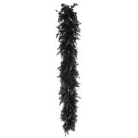 Kerst boa - veren slinger - zwart/zilver - 180 cm - 50 gram - kerstboomversiering - kerstslinger