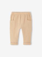 Broek baby jongen katoenen gaas beige