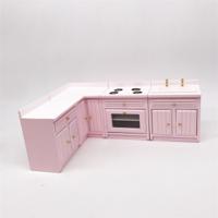 1:12 Mini Doll House keuken kast eettafel wastafel combinatie model Toy (roze)