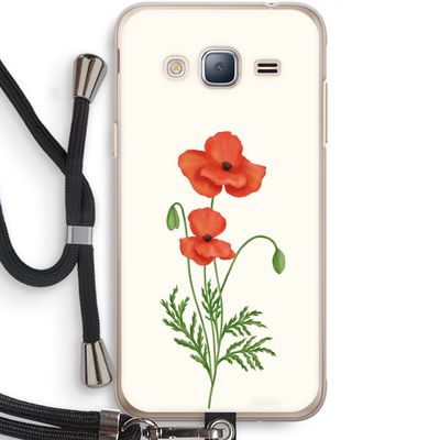 Red poppy: Samsung Galaxy J3 (2016) Transparant Hoesje met koord
