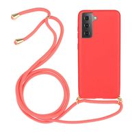 Lunso - Backcover hoes met koord - Samsung Galaxy S21 - Rood