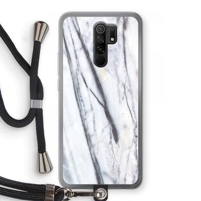 Gestreepte marmer: Xiaomi Redmi 9 Transparant Hoesje met koord